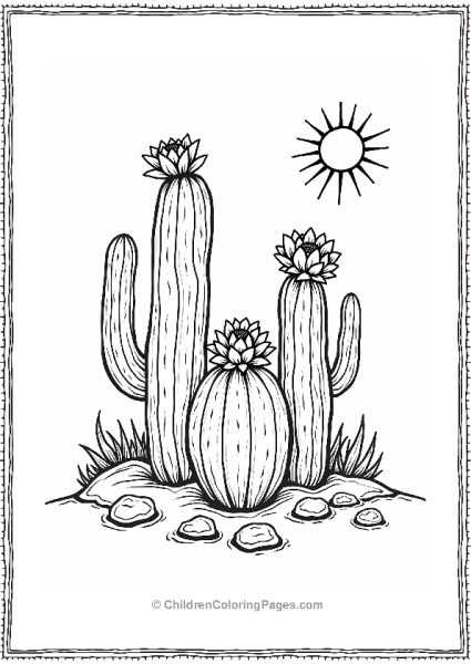 Cactus Family In The Desert Free PDF Printable