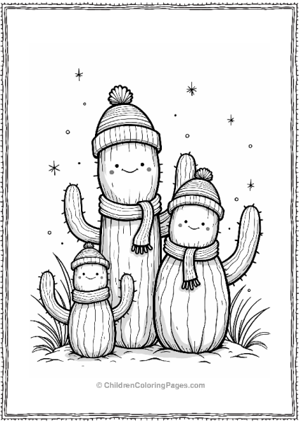 Cactus Family In Winter Accessories Free PDF Printable