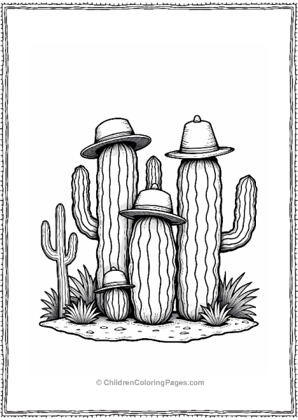 Cactus Family Portrait With Desert Animals Free PDF Printable