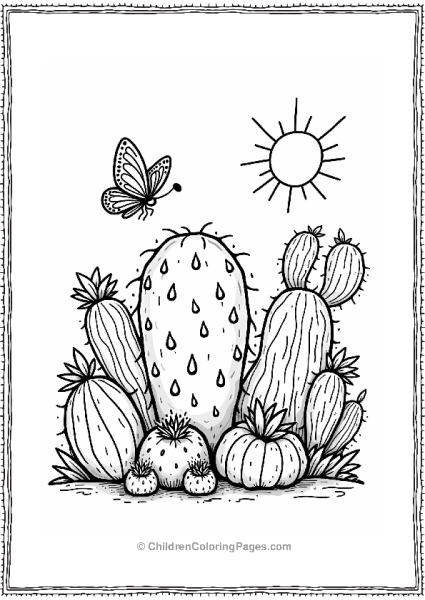 Cactus Garden With Butterflies Free PDF Printable