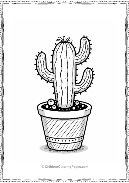 Cactus In A Decorative Pot Free PDF Printable