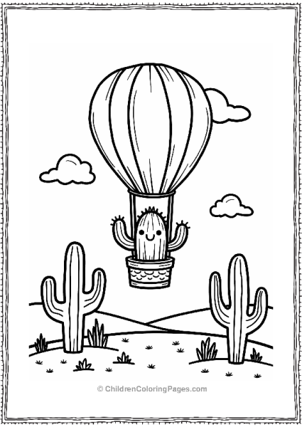 Cactus In A Hot Air Balloon Free PDF Printable