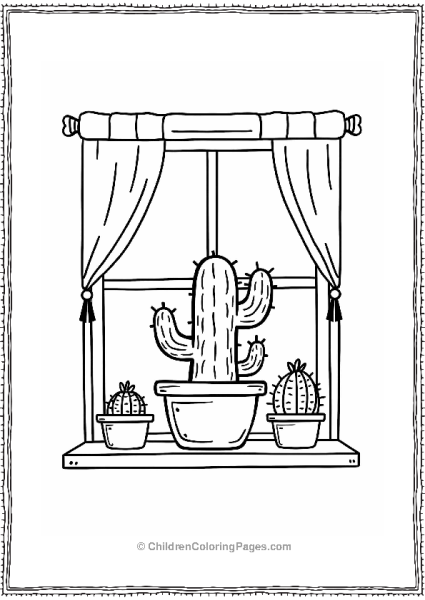 Cactus In A Pot On A Windowsill Free PDF Printable