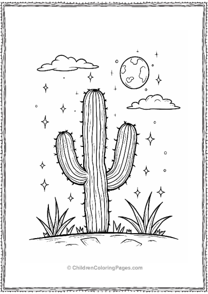 Cactus In The Moonlight Free PDF Printable