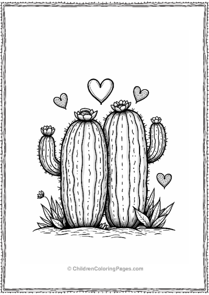 Cactus Love With Hearts Free PDF Printable