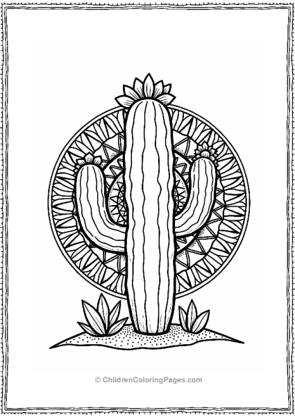 Cactus Mandala Design Free PDF Printable