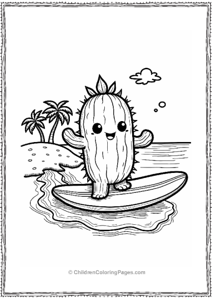 Cactus On A Surfboard Free PDF Printable