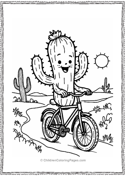 Cactus Riding A Bicycle Free PDF Printable