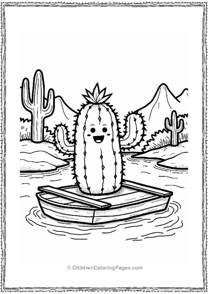 Cactus Sailing On A Raft Free PDF Printable