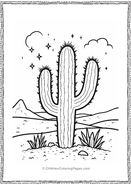 Cactus Sunset Silhouette Free PDF Printable