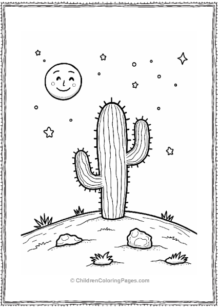 Cactus Under A Smiling Moon Free PDF Printable