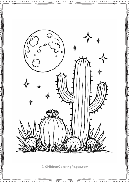 Cactus Under The Moonlight Free PDF Printable