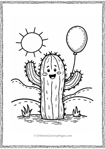 Cactus With A Balloon 1 Free PDF Printable