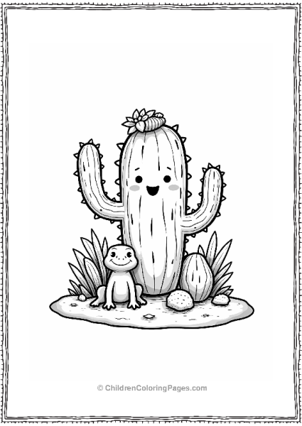 Cactus With A Pet Lizard Free PDF Printable