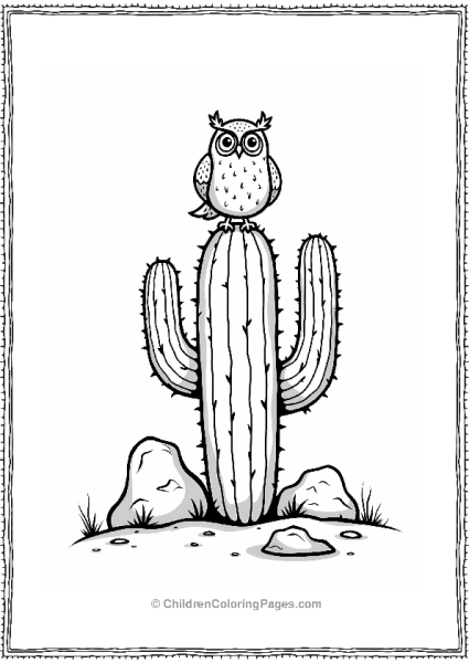 Cactus With A Wise Owl Free PDF Printable