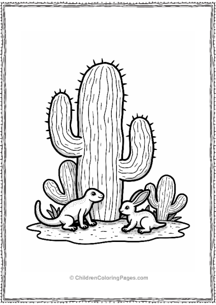 Cactus With Desert Wildlife Free PDF Printable