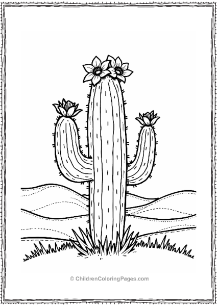 Cactus With Flowers In A Rolling Landscape Free PDF Printable