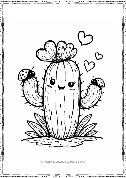 Cactus With Heart Shaped Flowers Free PDF Printable