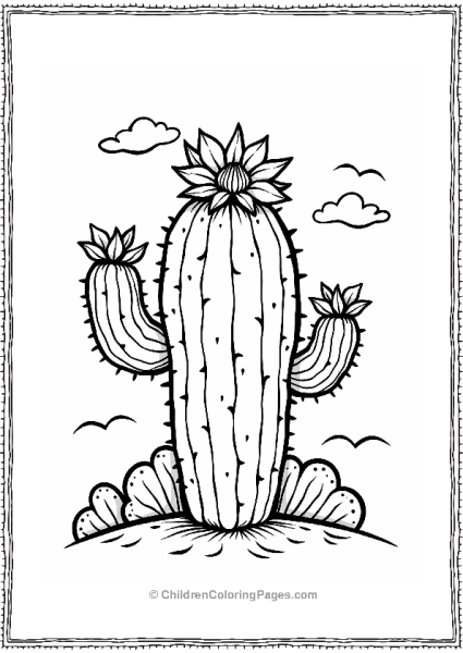 Cactus With Sunburst Flowers Free PDF Printable