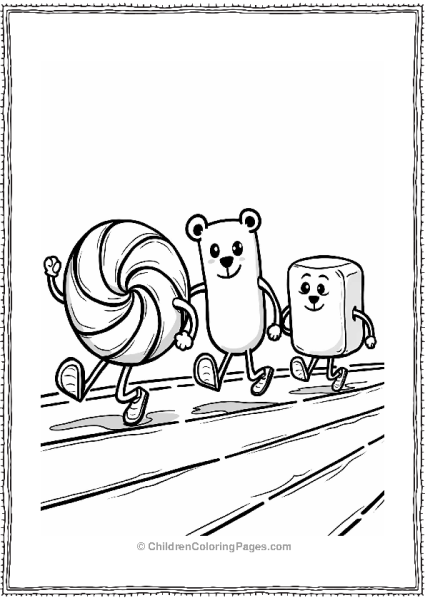 Candy Characters Three Legged Race Free PDF Printable