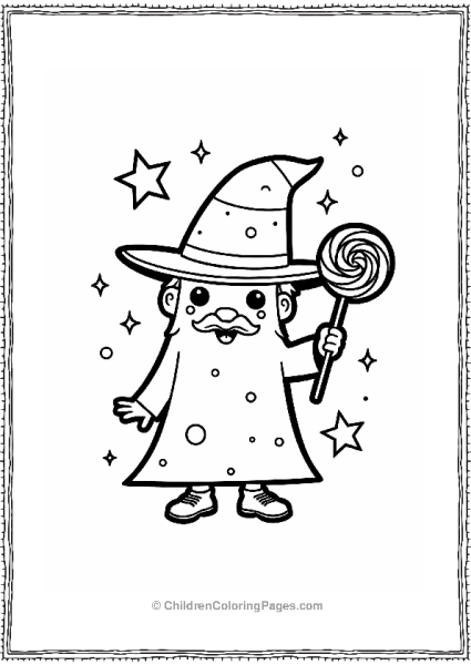 Candy Corn Wizard With Lollipop Wand Free PDF Printable