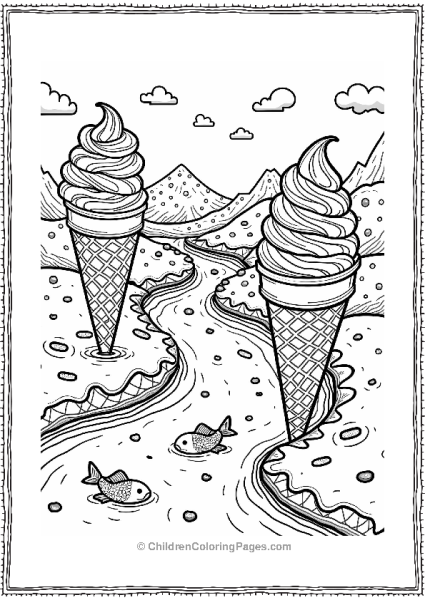 Candy Ice Cream River Scene Free PDF Printable