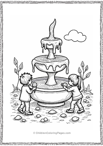 Candyland Fudge Fountain Scene Free PDF Printable