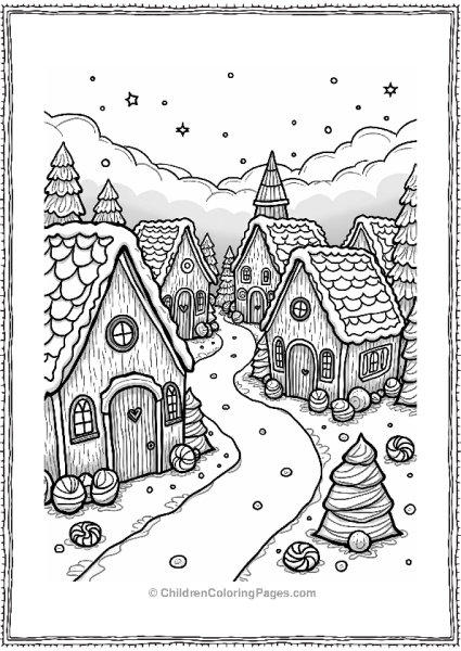 Candyland Gingerbread House Village Free PDF Printable