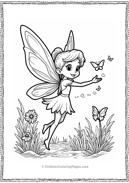 Cartoon Fairy Spreading Magic Over A Garden Free PDF Printable