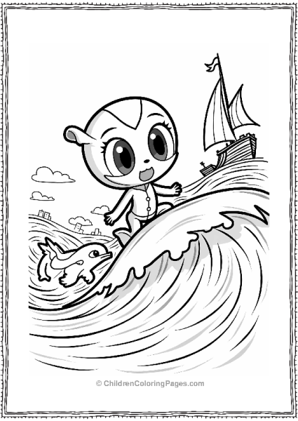 Cartoon Hero Riding Waves Free PDF Printable