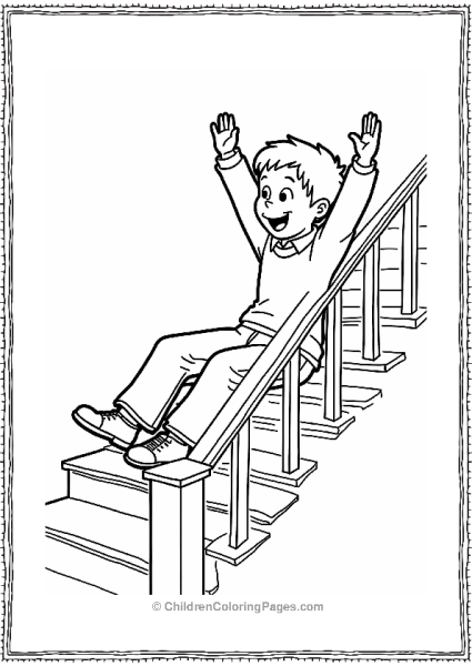 Cartoon Kevin Sliding Down The Banister Free PDF Printable