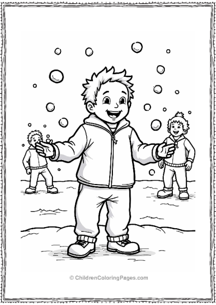 Cartoon Kevin Throwing Snowballs In Home Alone Free PDF Printable