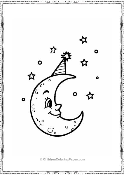 Cartoon Moon Watching New Year’s Celebrations Free PDF Printable