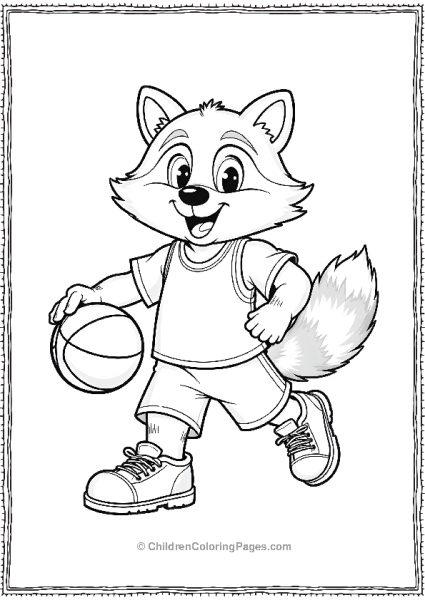 Cartoon Raccoon Basketball Mascot Free PDF Printable