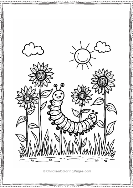 Caterpillar Among Sunflowers Free PDF Printable