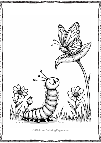 Caterpillar And Butterfly Scene Free PDF Printable