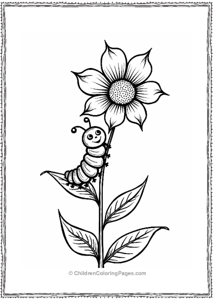 Caterpillar And Flower Coloring Page Free PDF Printable