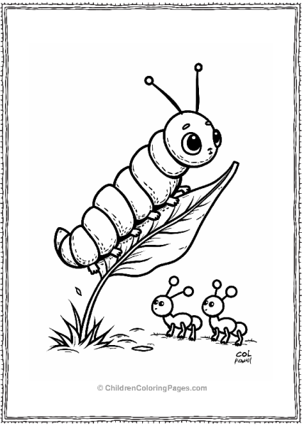 Caterpillar Climbing A Leaf Free PDF Printable