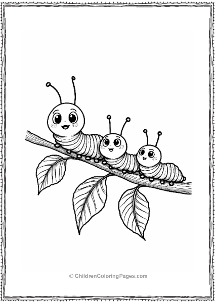 Caterpillar Family On A Branch Free PDF Printable