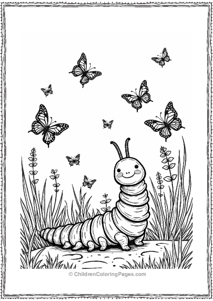 Caterpillar In A Butterfly Garden Free PDF Printable