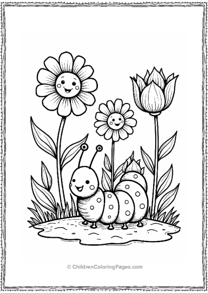 Caterpillar In A Flower Garden Free PDF Printable