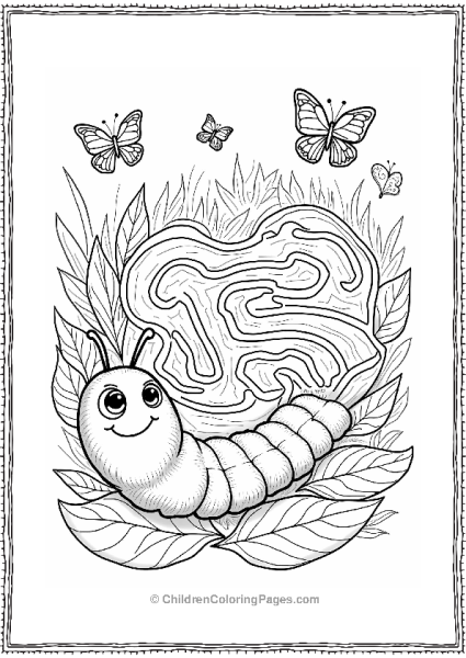 Caterpillar In A Leafy Maze Free PDF Printable