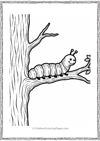 Caterpillar On A Brown Branch Free PDF Printable