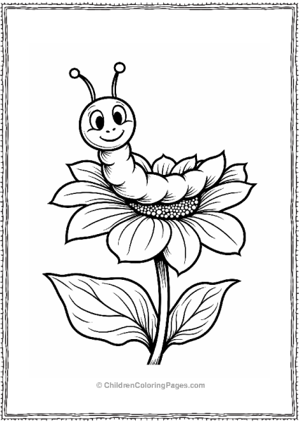 Caterpillar On A Colorful Flower Free PDF Printable