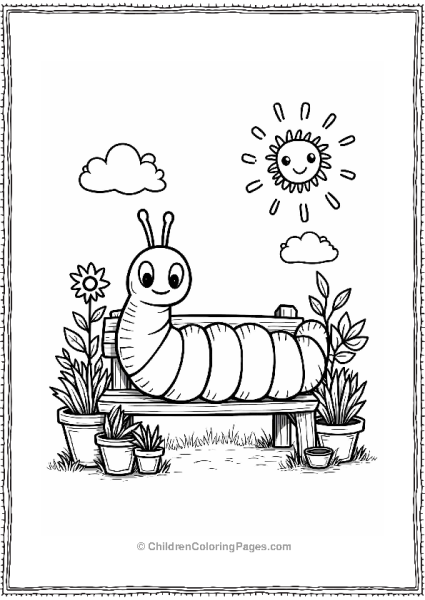 Caterpillar On A Garden Bench Free PDF Printable