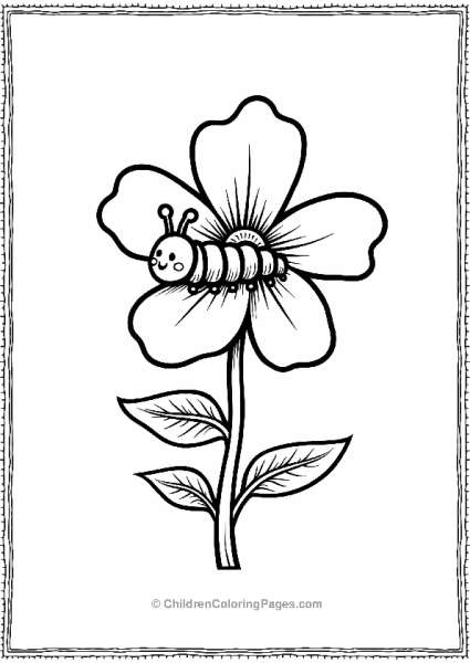 Caterpillar On A Simple Flower Free PDF Printable