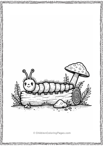 Caterpillar Resting On A Log Free PDF Printable