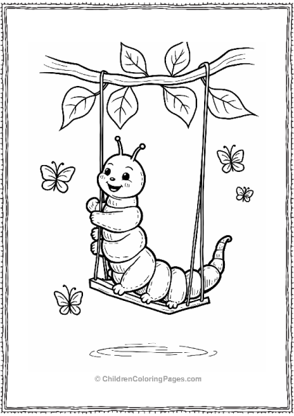 Caterpillar Swinging With Butterflies Free PDF Printable