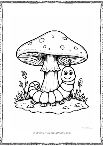 Caterpillar Under A Mushroom Free PDF Printable