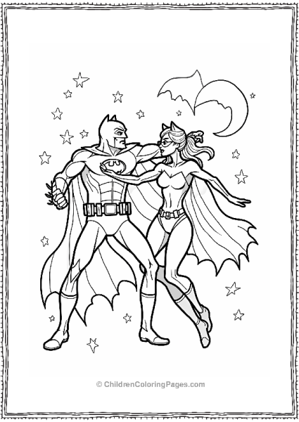 Catwoman And Batman Sparring Under The Moon Free PDF Printable